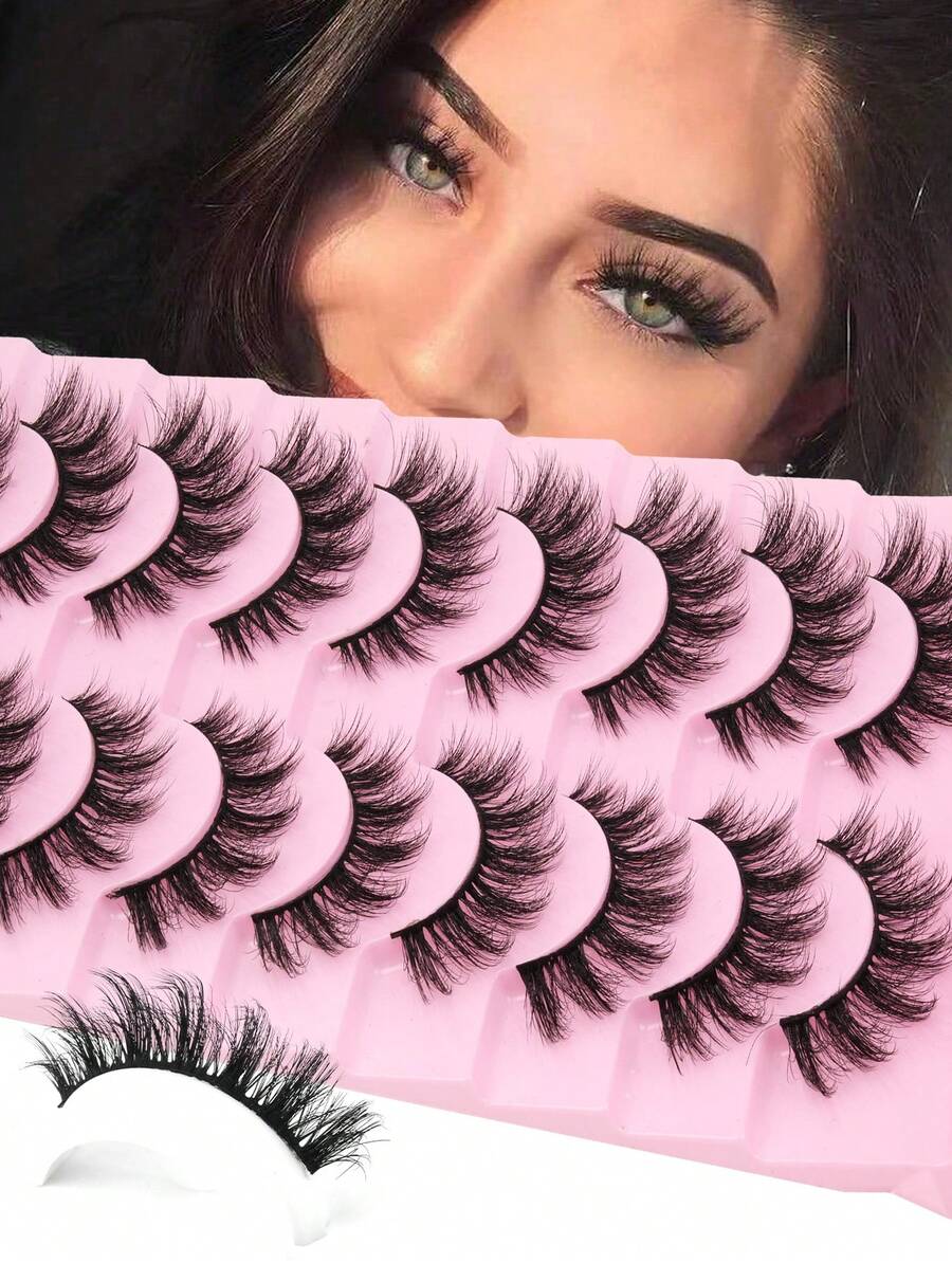 10 Pairs Of DD Russian Curl Holiday Eyelashes, High Curl, Thick And Bold Full Eyelash Extension - Black - View 1