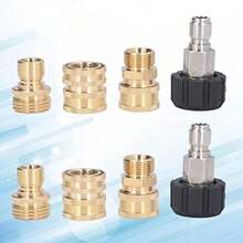 Juego de adaptadores para Lavadora a presión Juego de Conector rápido de tubería de Agua conversión portátil de latón + ABS para Manguera de jardín kit de desconexión rápida - como en la foto - Ver 2