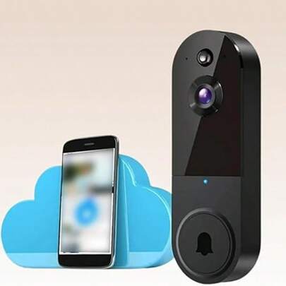Campainha de vídeo inteligente BAIYIG com detecção de movimento por IA, visão noturna, armazenamento em nuvem, áudio bidirecional, alimentada por bateria, somente 2,4 GHz.