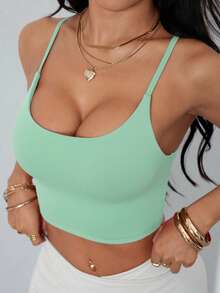 ATTRACO Women's Racerback Sports Bra With Criss-Cross Strap, Fashionable Backless Design - Mint Green - View 2