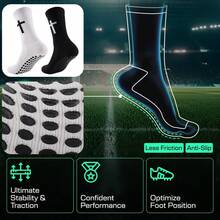 1 Pair Unisex Football Sports Socks, Dot Grip Anti-Slip Crew Socks, Breathable Moisture-Wicking Walking Socks - Multicolor - View 5
