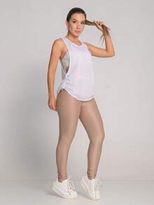 Women's Fitness Dry Fit Tank Top With Side Detail And Oval Cutout - 白色 - 查看 3