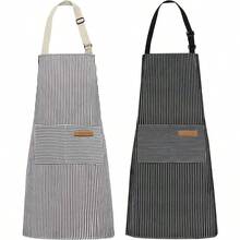 Delantales de Cocina Mandiles de Cocina Mujer Mandiles de Cocina Hombre 2 Delantal de Cocina Impermeables Delantal de Chef con Correa Ajustable para El Cuello para Hombre - GrisNegro - Ver 1