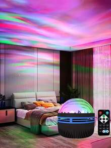 1个LED投影灯，多种颜色图案，带遥控器，星空投影仪，卧室夜灯投影仪，水波投影仪，星空投影仪，家庭影院，天花板投影仪，圣诞装饰礼物，情人节礼物，露营，婚礼装饰，浪漫夜灯 - 彩色 - 查看 10