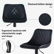 CLIPOP Bar Stools Set Of 2 Faux Leather Padded Breakfast Dining Stools Chair With Height Adjustable Swivel Gas Lift And Steel Footrest, High Back Pub Stools For Kitchen Counter Island - Black - View 5