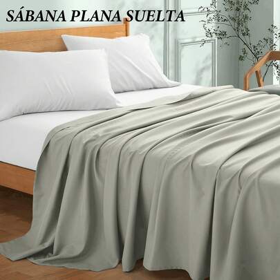 SERAPHINEX Sábana Encimera/Plana Suelta (1 Pieza) De Microfibra (Individual/Matrimonial/Queen/King), Estilo Liso Y Sencillo, Tejido De Alta Densidad, Suave Y Lisa, No Se Destine Ni Se Encoge Fácilmente, Protege Cada Noche De Sueño, Apta Para Diversos Tipos De Cama Y Estilos De Decoración.