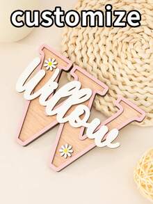 Customized Initial And Name Wooden Board, Daisy Letter Board, Large Letter Combination, Personalized Wooden Name Sign - Customized Children's Room Name And Initial Nameplate