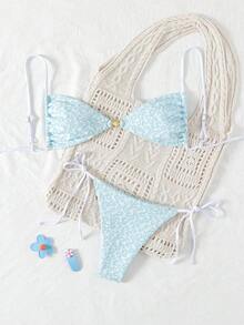 新款性感提花面料女士沙滩装，独特贝壳装饰比基尼套装 - 彩色 - 查看 7