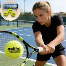 3pcs/Can Training Tennis Balls, Multi-Functional Tennis Balls, Vacuum Packed, High Cost Performance, Help Improve Your Tennis Skills. High Resilience, Durable And Abrasion Resistant. - Yellow - View 4