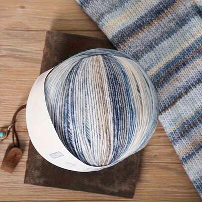 200g/1 Knäul handgemachte gestrickte leichte, weiche & freundliche Baumwollgarn mit Bommel, beige