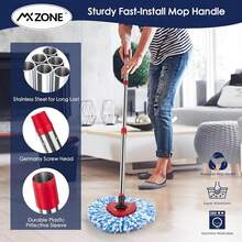 Spin Mop Head Replacement Base Handle Compatible With O Cedar Rinse Clean 2-Tank System, 4 Replace Heads, 1 Mop Handle, 1 Base And 1 Scrub Brush Combo Set,7pcs2-TankMopSet - Bộ lau nhà 2 bình chứa 7 món - Xem 8