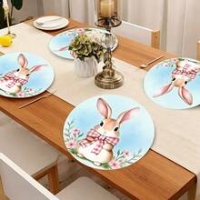1/2/4/6/8/300pcs Luxury Round Placemat Set, Featuring Cartoon Easter Bunny And Grassland Patterns, Size: 15*15 Inches/38*38cm. Multiple Patterns Available, All Suitable For Easter Dining And Home Decor. - Multicolor - View 11