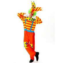 男士专业小丑服装，经典男士小丑服装，全套趣味成人小丑服，超大号彩色连体衣，包括（帽子、连体衣） - 彩色 - 查看 6