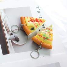 1/2pcs Realistic Pizza Slice Model Keychain, Party Favor Keyring Gift, Random Style (Handmade, Slight Variation) - Multicolor - View 3