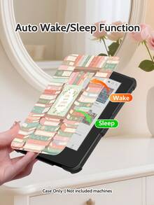 This E-Book Shockproof Cover Is Designed For Book-Loving Girls, Featuring A Bookshelf And Book-Themed Pattern With Beautiful Illustrations. Lightweight And Portable, Made Of High-Quality Materials, With Auto Wake/Sleep Function And Corner Protection, Making It A Romantic And Thoughtful Gift. - Multicolor - View 3