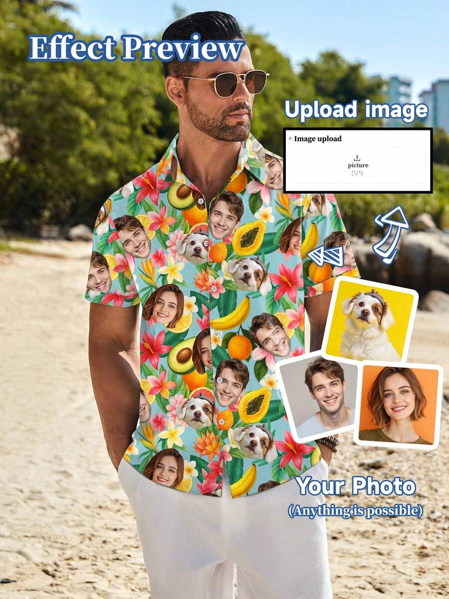 Customized Shirt With Personalized Designs - Men/Women Portraits, Family Members, Pets, Cartoons, Holiday Themes, Personalized Gift - Multicolor - View 1