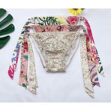 Women Silk Panties Lightweight Briefs Smooth Breathable Satin Bikini,Sexyys Tie-Side Underwear Daily Fit Comfort,Floral#1 - 花卉#1 - 查看 7
