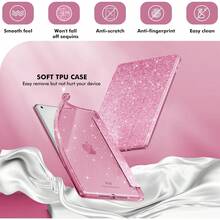 INFILAND For 9th/8th/7th Geration Case 2021/2020/2019 10.2 Inch, Glitter Slim Protective Cover With Clear Back, Pcil Holder For Kids Girls For 7/8/9 G, Pink.Holiday Phone Accessories. - Bạc - Xem 12