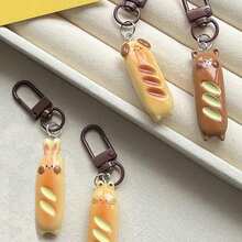 1pc Cute Cartoon French Bread Bear/Dog/Cat/Rabbit Shaped Keychain, Gift Bag Pendant,Key Chain Accessories For Women - Nhiều màu - Xem 5