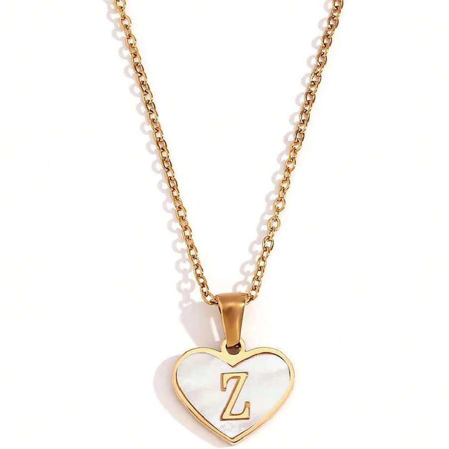Collar de Mujer de Letra Inicial Collares para Mujer con Alfabeto A-Z, Collar con Inicial Diseño de Corazón de Acero Inoxidable Regalo Ideal para Mujeres,37288553 - Amarillo - Ver 1