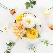 [Free Shipping]Artificial Flowers Combo Box Set Artificial Bouquets Wedding Flowers Faux Orange Flowers Roses With Stems For Wedding Centerpieces Party Home Decor - 橘子 - 查看 3