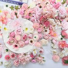 [Free Shipping]Artificial Pink Flowers Bulk Silk Roses Fake Flowers Heads For Crafts - DIY Home Spring Garden Floral Party Wildflower Garland Hanging Decoration Mini Big Small Faux Fabric Flowers Heads 3-12cm (Pink) - Pink - 查看 6