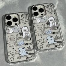 Funda de teléfono con patrón de gato adecuada para iPhone 17 aire/16e/15/14/13/12/11, Profesional Promax Más Compatible con Samsung A02/A02S/A03/A03CORE/A03S/A04/A04S/A05/A05S/A06/A07/A11/A12/A14/A16/A20/A20S/A21S/A22/A23/A24/A25/A32/A33/A34/A35/A36/A56/A50/A30S/A50S/A51/A52/A52S/A53/A54/A55/A70/A71/A72/A73/A15/F15/M15/M34/M36/F36/NOTE10/NOTE10PLUS/NOTE10PRO/NOTE20ULTRA/S20/S20FE S20PLUS/S20ULTRA/S21/S21FE/S21PLUS/S21ULTRA/S22/S22PLUS/S22ULTRA/S23/S23FE/S23PLUS/S23ULTRA/S24/S24FE/S24PLUS/S24ULTRA/S25EDGE/S25FE/S25ULTRA, funda de teléfono transparente con marco de lente electrochapado, funda suave de TPU, adecuada para hombres y mujeres, a prueba de golpes - transparente - Ver 7