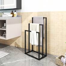 3 Tiers Freestanding Towel Racks For Bathroom, Metal Towel Rack Standing Towel Holder Drying Hand Towel Stand Hold... - Black - View 6