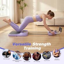 Advwin Multifunctional Ab Board, 6-In-1 Portable Workout Ab Roller For Core Home Fitness Equipment, Full-Body Core & Ab Workout With Resistance Bands & Push-Up Attachments - Purple - View 3