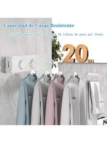 EstiloTendenciaNCONCO Tendedero RetráCtil De Pared, 5.1M Cuerda Acero Inoxidable 304 44 Lbs Capacidad Tendedero Retractil Para Ropa Para BalcóN BañO Interiores ExterioresCalidad PremiumVersióN Mejorada - blanco - Ver 10