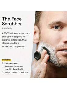 1pc Soft Silicone Face Scrubber - Gentle Exfoliating Cleansing Pad And Soft Massager - Fragrance-Free, Long-Lasting, Men's Bathroom And Shower Essentials, Men's Gift, Men's Gadget, Men's Present - Black - View 6