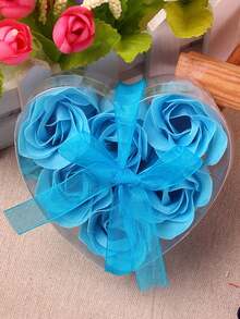 Caja de regalo con 6 rosas de jabón con forma de corazón, regalo creativo y pequeño, flor simulada para el Día de San Valentín - Multicolor - Ver 9