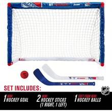 Franklin Sports  Mini Hockey Sets - Knee Hockey Goal Ball and 2 Hockey Stick Combo Set - Mini Goal Net -  Official Hockey Sets - Rangers de Nueva York - Ver 2