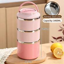 1pc Multi-Layer Lunch Box, Large Capacity Bento Box, Stainless Steel & Vacuum Insulated To Keep Food Warm/Cool For Hours, Wide Mouth Design For Easy Cleaning, Great For Work, Daycare, School, Travel To Store Sandwiches, Fruits, Snacks, Salads - Multicolor - View 15