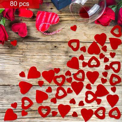 80PCS Valentine's Day Felt Hearts Romantic Mini Heart For DIY Crafts Mother's Day Christmas Party Decor