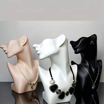 1 pieza Soporte de exhibición de joyas para aretes y collares en forma de torre ovalada - Soporte de joyas de plástico versátil con diseño de busto único, apto para minorista y decoración del hogar, sin necesidad de electricidad