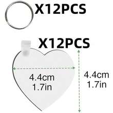 Blank Keychain Stabilizer Blocks, MDF Keychain Double-Sided Heat Transfer Boards, Includes Heat Transfer Film, Keyring, Plastic Fixing Clips, Suitable For DIY And Handmade, Craft Materials (Round, Rectangular, Bone-Shaped, Square, Heart-Shaped) - Multicolor - View 9
