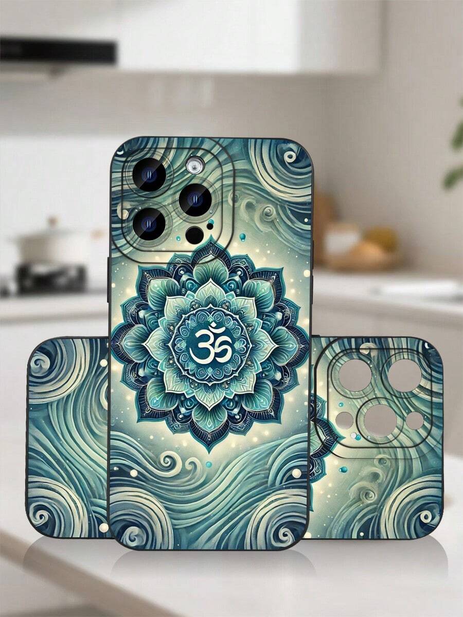 Mandala Om Pattern Phone Case For IPhone & ,Bohemian Style Shockproof Protective Cover For Teen Girls Women - Black - View 1