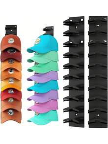 EstiloTendencia2PCS Organizador De Gorras De BéIsbol,Perchero De Pared Con Adhesivo Fuerte,Con Capacidad Para 20 Sombreros, Con Dos MéTodos De Montaje, Apto Para Guardarropas Y Gabinetes. (Negro)Calidad PremiumVersióN Mejorada - Negro - Ver 1