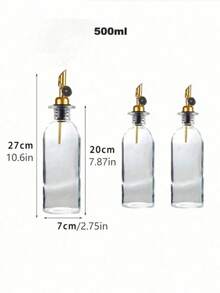 1pc/350ml/500ml Glass Oil Bottle, Thin Wall Leak-Proof Oil Pot, Storage Bottle, Vinegar Bottle, Seasoning Container, Kitchen Utensil, Kitchen Utensil Label (Random) - Multicolor - View 3