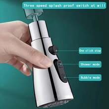 Kitchen Multi-Function Faucet, 360 Degree Rotary Kitchen Faucet Extender, Three Mode Kitchen Sink Faucet Extender, Kitchen Sink Faucet Nozzle, Bathroom Splash Proof Faucet - Silver + Adapter - View 4