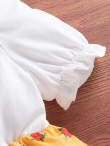 Baby Girl Stylish Moon Print Short Sleeve Cake Princess Dress, Summer - White - View 6