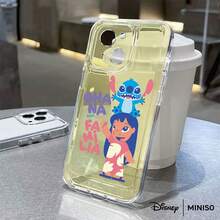 Miniso Disney Stitch & Lilo Phone Case OHANA QUER DIZER FAMILIA Theme Design Warm & Cute Disney Accessory Suitable For IPhone 17/17 Pro/17 Pro Max/17 Air/16/15/14/13/12/11/X Series Iphone 17 Pro Max Case Iphone 17 Pro Case Iphone 17 Case Stocking Stuffers The Girlfriend The Chosen Early Fall Fashion - Trong suốt - Xem 2
