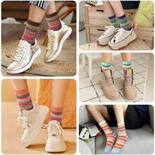 Pack de 5 calcetines térmicos de invierno, calcetines retro casual, calcetines de punto clásicos, calcetines térmicos de lana para el hogar para senderismo y montañismo en invierno,37286383 - Color caoba - Ver 5