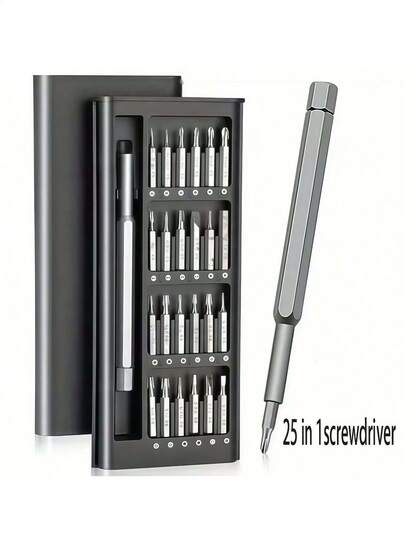 25-In-1 Mini Precision Magnetic Screwdriver Set, Professional Repair Tool Kit, Aluminum Alloy Handle, Suitable For Smartphones, Computers, Watches, Laptops, Doorbells, Glasses, Electronics (Random Style)