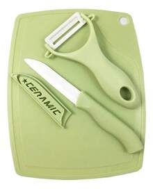 TendenciaCuchillo Y Pelador De Fruta Con Tabla De PicarCalidad premium - Verde claro - Ver 11