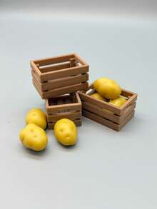 Dollhouse Miniature Realistic Potato And Basket, Non-Wooden Wicker Basket, Mini Potatoes, Small Decor For Kitchen And Tabletop, Photography Props - Multicolor - View 4