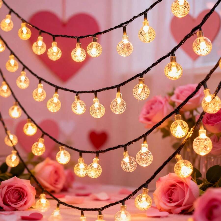 Brushed Metal Warm White Mini Globe Fairy Lights - Battery/USB/Plug-In Indoor Outdoor String Lights For Christmas Wedding Party Valentine's Day Bedroom Decor - Nhiều màu - Xem 1