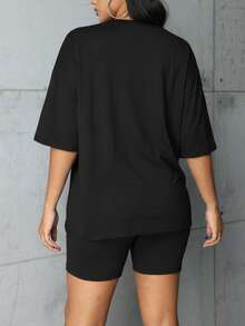 Customized Personalized Sports Gift, Including Plus Size Women's T-Shirt. Add Your Own Photos (Selfie/Landscape/Family/Friends/Couple/Patterns/Pets, Etc.) To Design Your Unique Personalized Printed T-Shirt, The Perfect Gift For Girlfriend, Partner Or Loved One. Black Summer - Black - View 3