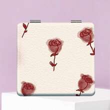 1-Y2K Graffiti Pattern Folding Handheld Makeup Mirror Lightweight Ultra-Thin Portable Design Premium PU Leather Material Shimmering Silver Nano-Coated Frame Exquisite Craftsmanship Suitable For Multiple Occasions Foldable Square Portable Design Ideal Makeup Tool Affordable Price Interior Decor - Multicolor - View 7